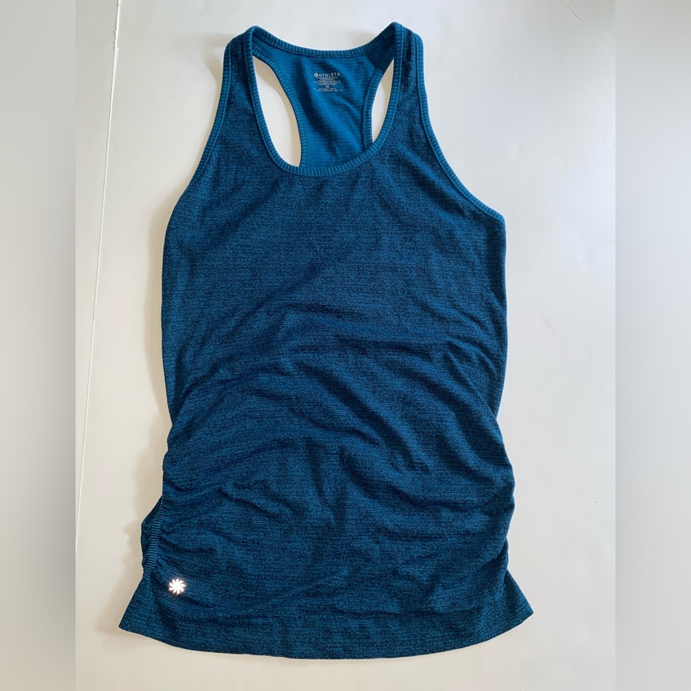 Athleta Women’s Cinch Side Tank Workout Top Racerback Fitted Dark Sardenia blue